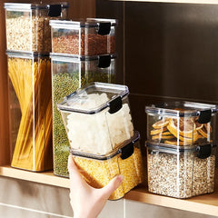 Sealed Jars Kitchen GraAirtight Kitchen Storage Jars Set – Large Plastic Food Storage Containers for Grains, Rice & Seasoningsin Storage Organizer Large Tank Plastic Moisture-proof Storage Box Household Seasoning Jars Set 2030
