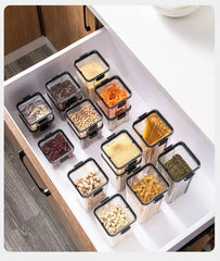Sealed Jars Kitchen GraAirtight Kitchen Storage Jars Set – Large Plastic Food Storage Containers for Grains, Rice & Seasoningsin Storage Organizer Large Tank Plastic Moisture-proof Storage Box Household Seasoning Jars Set 2030