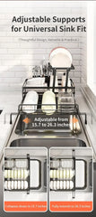 Foldable Over Sink Dish Drying Rack|Pull-Out 2-Tier Dish Drainer with Utensil Holder|Space Saving Kitchen Organizer for Small Kitchens