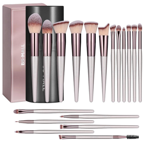 18-Piece Makeup Brush Set with Synthetic Bristles and Case