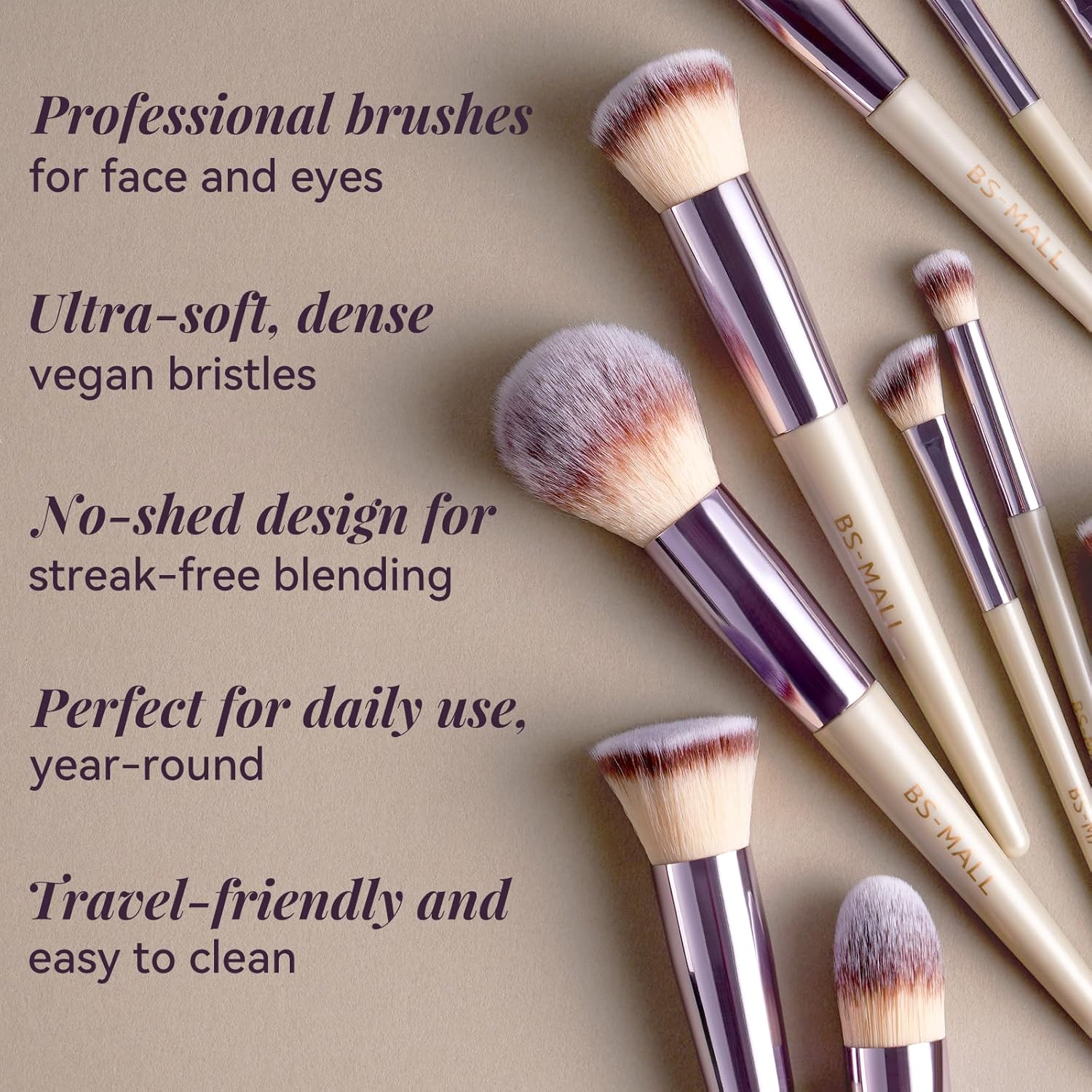 18-Piece Makeup Brush Set with Synthetic Bristles and Case