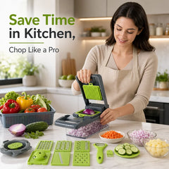 16-in-1 Vegetable Chopper PE+ABS Multi-Blade Kitchen Gadget for Home Cooking & Meal Prep