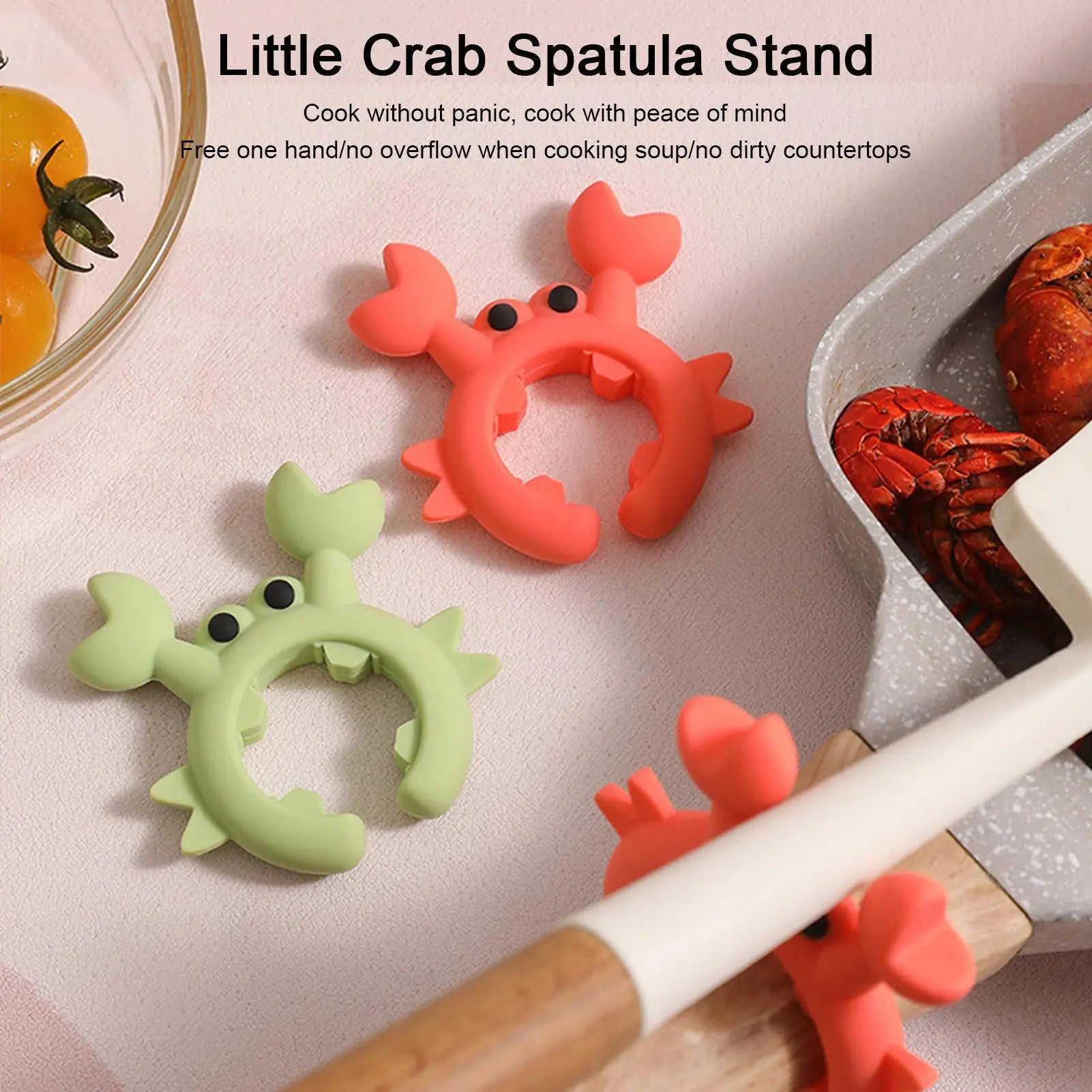 Utensil Rest Crab Shaped Silicone Utensil Rest Countertop Ladle Holder Anti-Overflow Stove Top Spatula Holder Kitchen Gadget