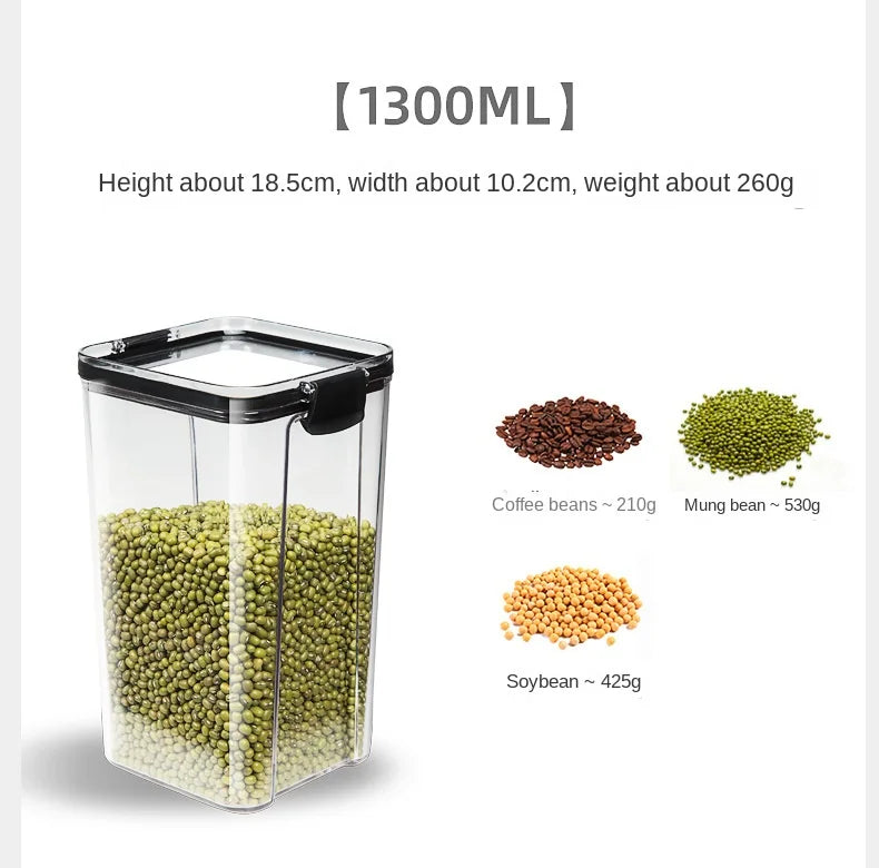 Sealed Jars Kitchen GraAirtight Kitchen Storage Jars Set – Large Plastic Food Storage Containers for Grains, Rice & Seasoningsin Storage Organizer Large Tank Plastic Moisture-proof Storage Box Household Seasoning Jars Set 2030