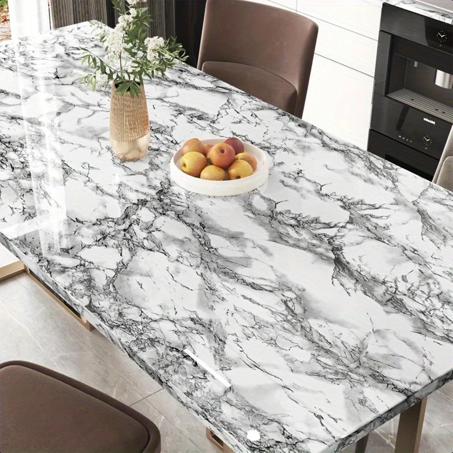 55cm Marble Self-Adhesive Wallpaper – Waterproof PVC Contact Paper for Kitchen, Cabinets & Home Decor
