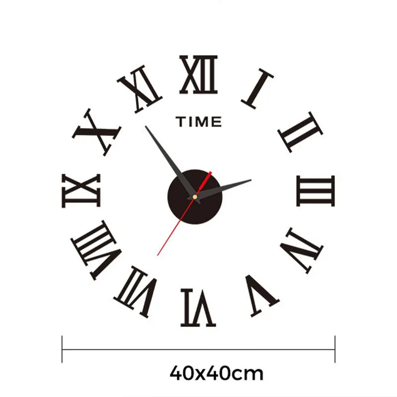 Large round Mirror Wall Clock DIY Self Adhesive Wall Clock