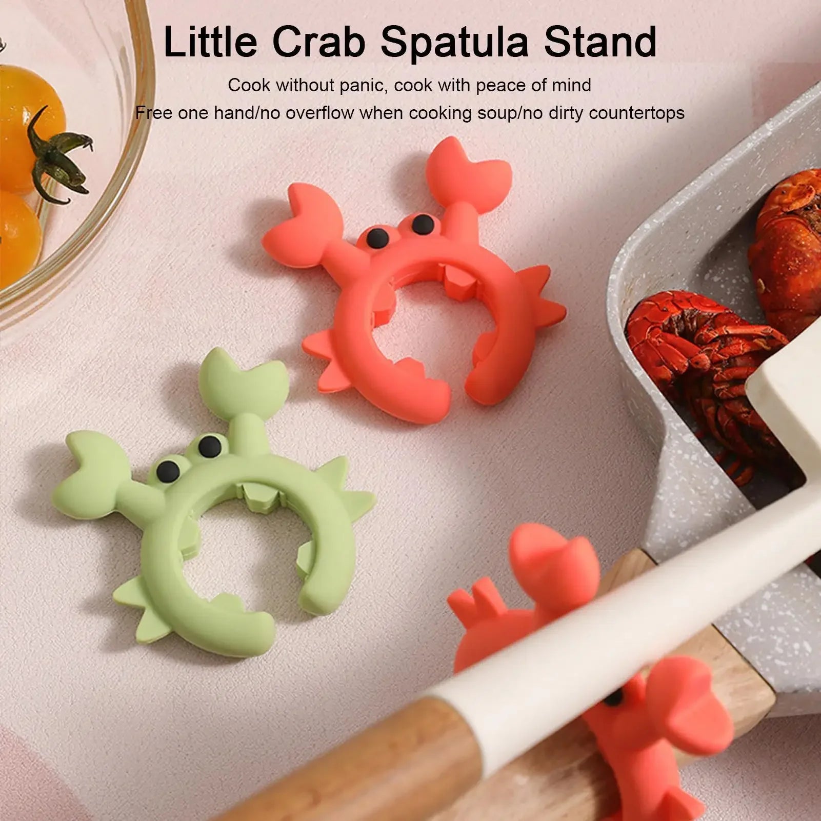 Utensil Rest Crab Shaped Silicone Utensil Rest Countertop Ladle Holder Anti-Overflow Stove Top Spatula Holder Kitchen Gadget