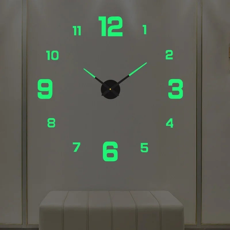 Large round Mirror Wall Clock DIY Self Adhesive Wall Clock