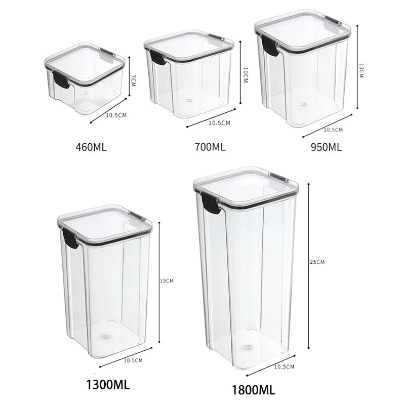 Sealed Jars Kitchen GraAirtight Kitchen Storage Jars Set – Large Plastic Food Storage Containers for Grains, Rice & Seasoningsin Storage Organizer Large Tank Plastic Moisture-proof Storage Box Household Seasoning Jars Set 2030