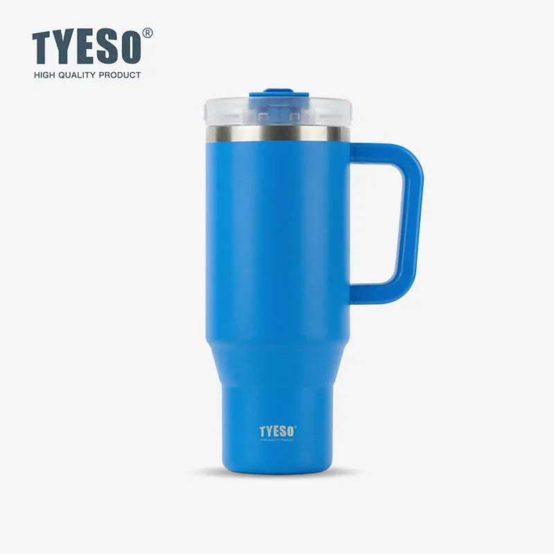 Stay Hot or Cold All Day | Stainless Steel Travel Mug with Handle & Straw
