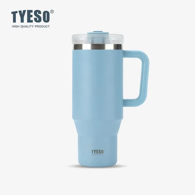 Stay Hot or Cold All Day | Stainless Steel Travel Mug with Handle & Straw