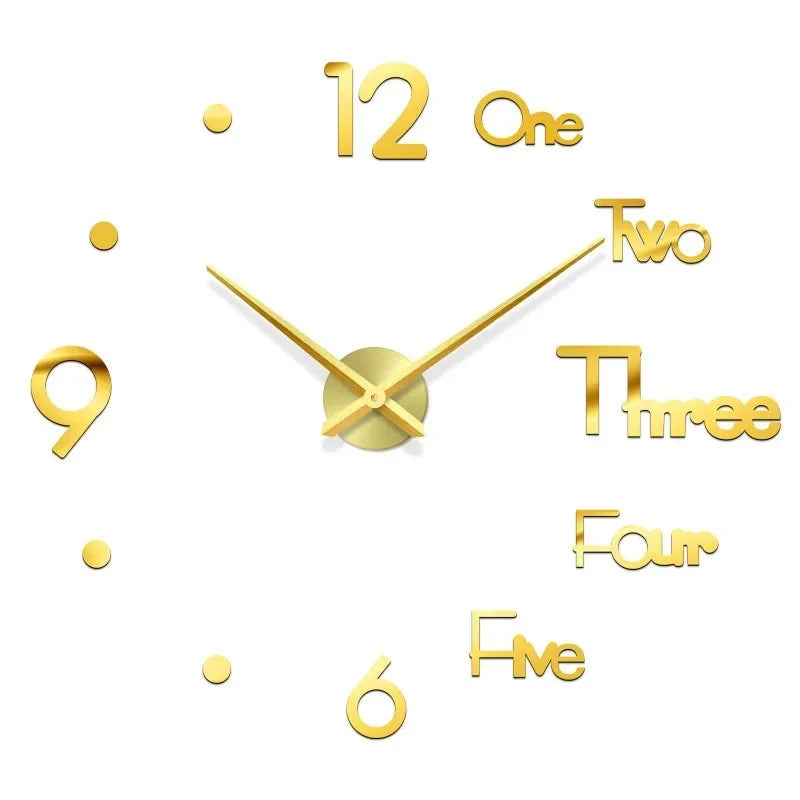 Large round Mirror Wall Clock DIY Self Adhesive Wall Clock