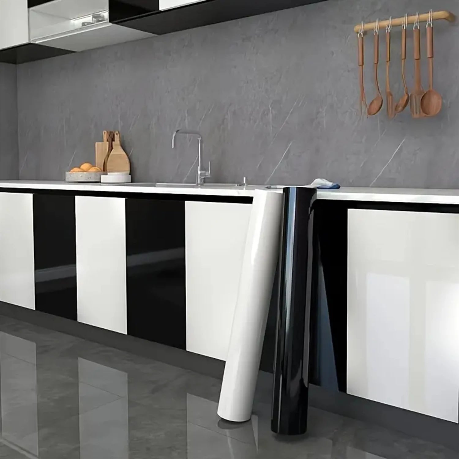 55cm Marble Self-Adhesive Wallpaper – Waterproof PVC Contact Paper for Kitchen, Cabinets & Home Decor
