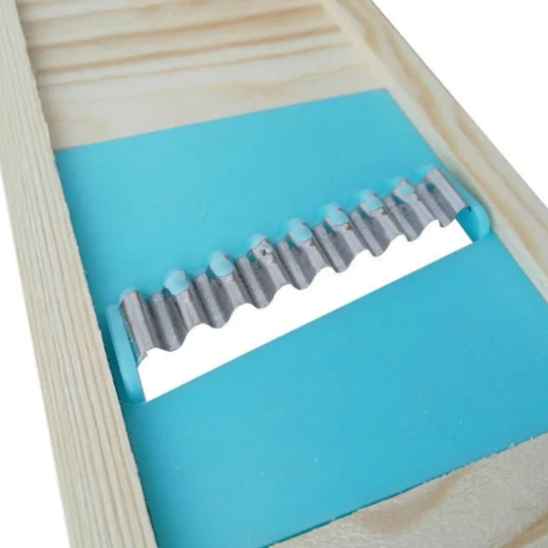 Stainless Steel Potato Cutter & Grater with Wooden Handle and Hand Guard