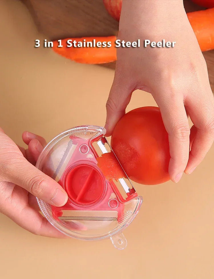 1/3PCS 3in1 Magic Trio Peeler Set Slicer Shredder Peeler Julienne Cutter Multi Peel Blade Zesters Grater Kitchen Tool Accessorie