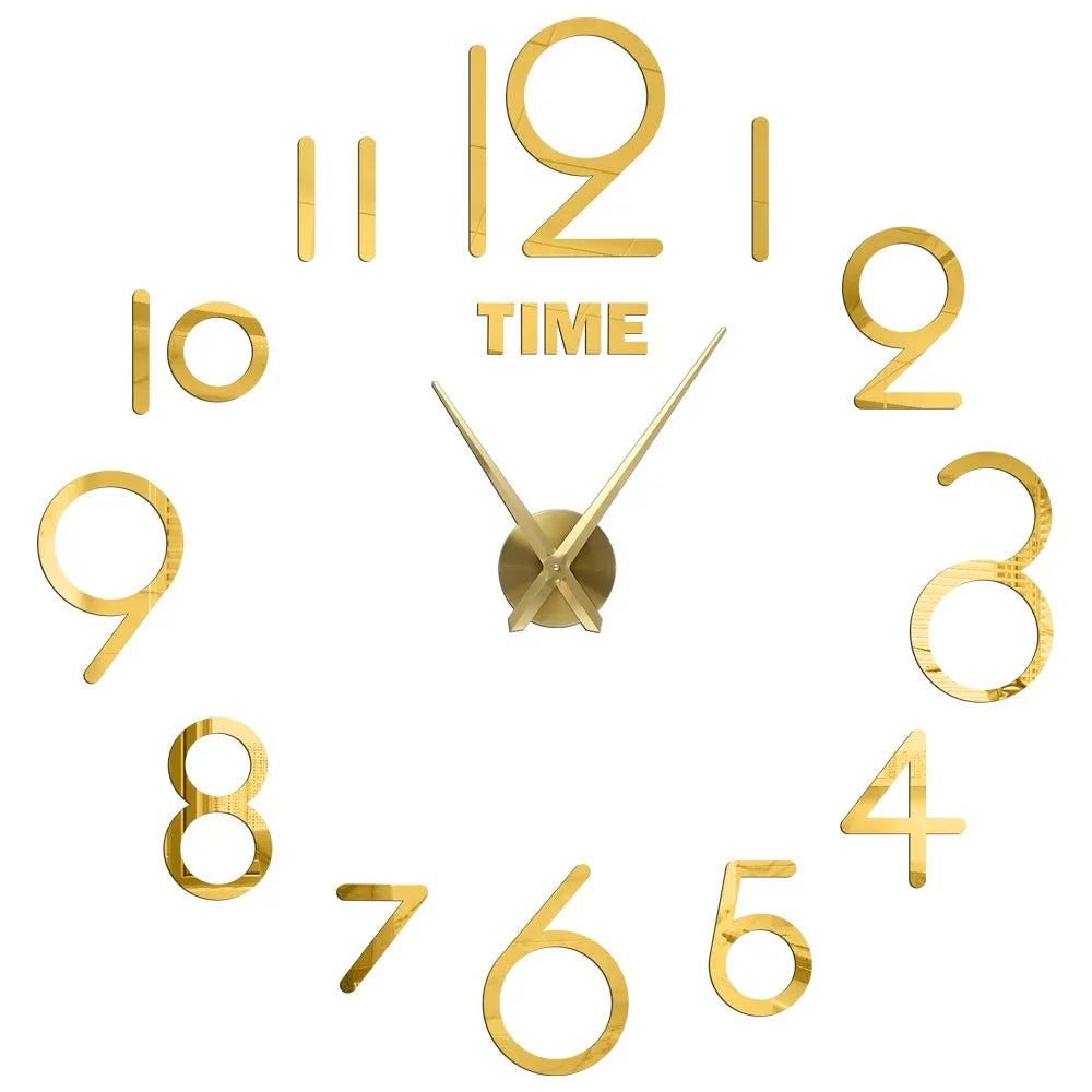 Large round Mirror Wall Clock DIY Self Adhesive Wall Clock