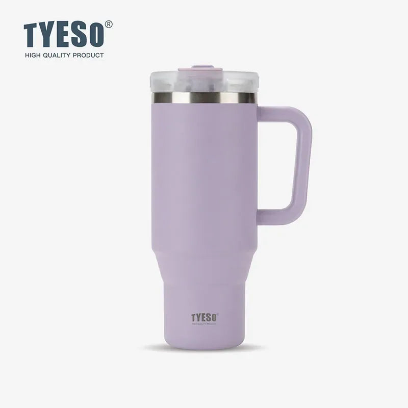 Stay Hot or Cold All Day | Stainless Steel Travel Mug with Handle & Straw