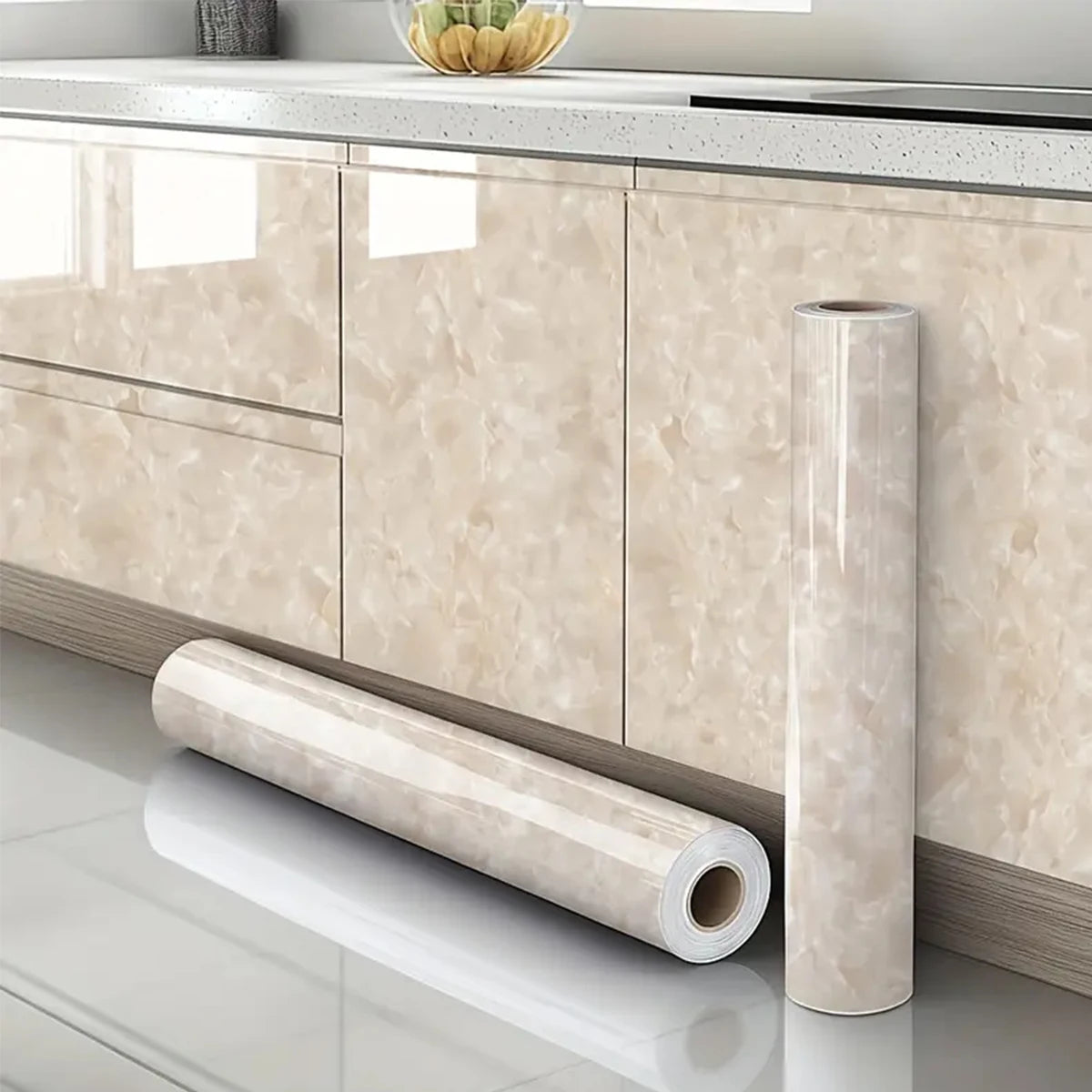 55cm Marble Self-Adhesive Wallpaper – Waterproof PVC Contact Paper for Kitchen, Cabinets & Home Decor