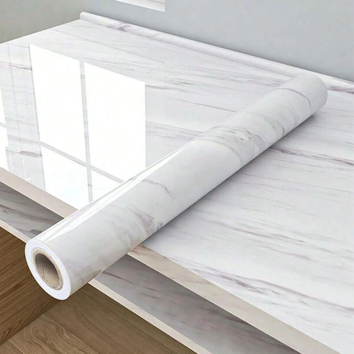 55cm Marble Self-Adhesive Wallpaper – Waterproof PVC Contact Paper for Kitchen, Cabinets & Home Decor