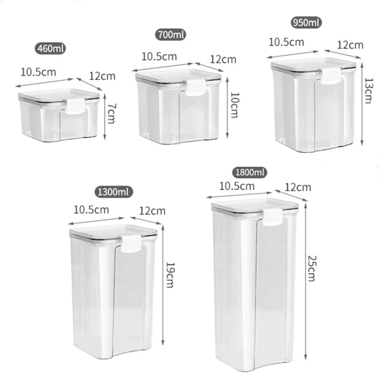Sealed Jars Kitchen GraAirtight Kitchen Storage Jars Set – Large Plastic Food Storage Containers for Grains, Rice & Seasoningsin Storage Organizer Large Tank Plastic Moisture-proof Storage Box Household Seasoning Jars Set 2030