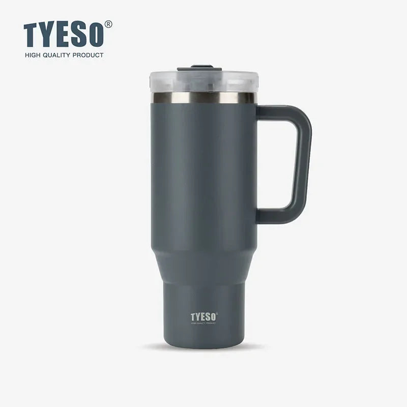 Stay Hot or Cold All Day | Stainless Steel Travel Mug with Handle & Straw
