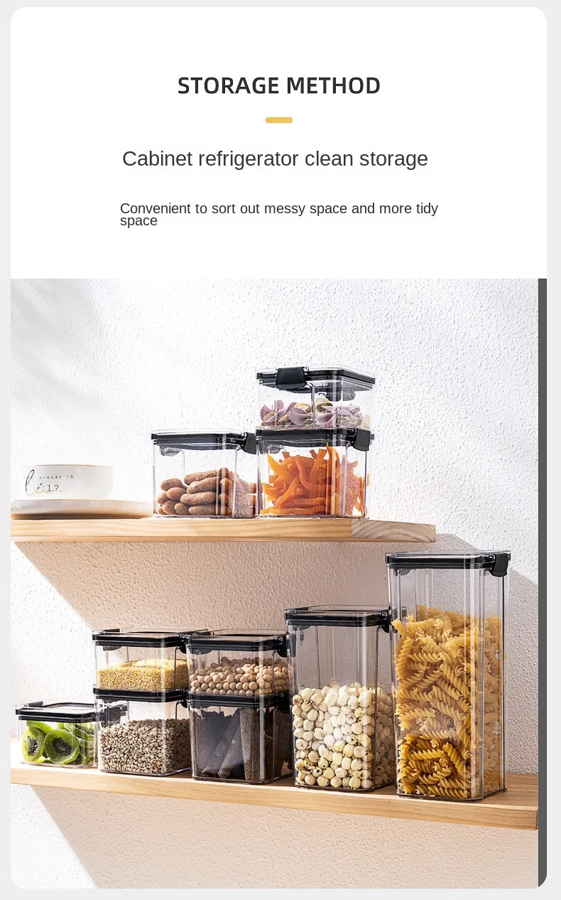 Sealed Jars Kitchen GraAirtight Kitchen Storage Jars Set – Large Plastic Food Storage Containers for Grains, Rice & Seasoningsin Storage Organizer Large Tank Plastic Moisture-proof Storage Box Household Seasoning Jars Set 2030