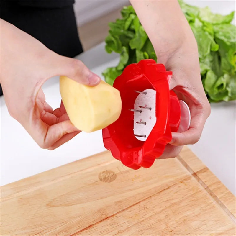 Stainless Steel Potato Cutter & Grater with Wooden Handle and Hand Guard