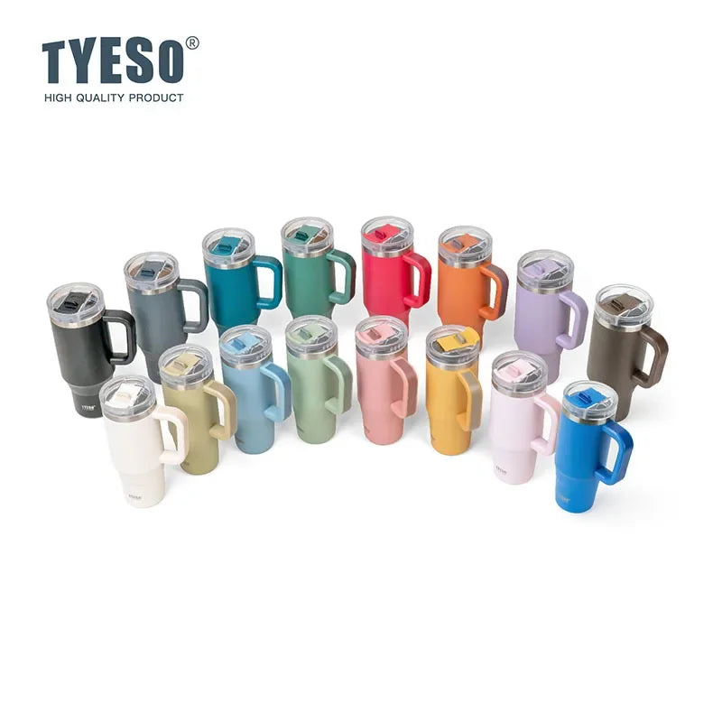 Stay Hot or Cold All Day | Stainless Steel Travel Mug with Handle & Straw