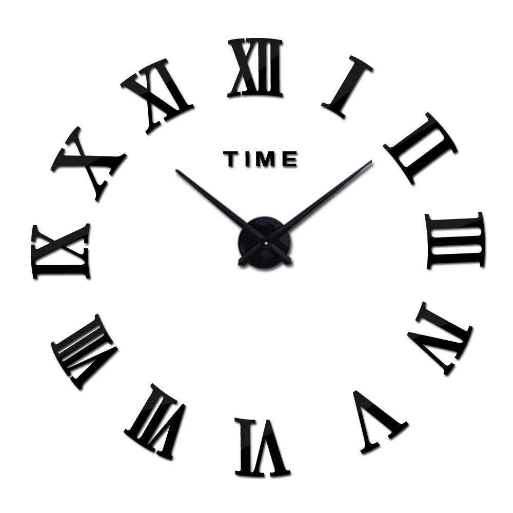 Large round Mirror Wall Clock DIY Self Adhesive Wall Clock