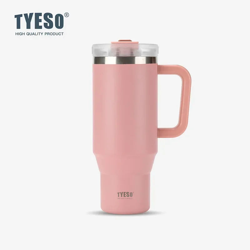 Stay Hot or Cold All Day | Stainless Steel Travel Mug with Handle & Straw