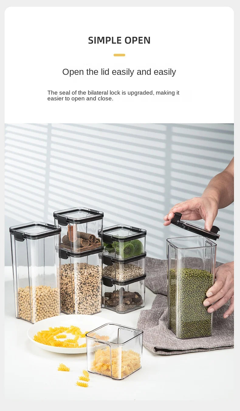 Sealed Jars Kitchen GraAirtight Kitchen Storage Jars Set – Large Plastic Food Storage Containers for Grains, Rice & Seasoningsin Storage Organizer Large Tank Plastic Moisture-proof Storage Box Household Seasoning Jars Set 2030