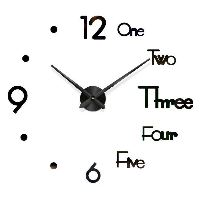 Large round Mirror Wall Clock DIY Self Adhesive Wall Clock