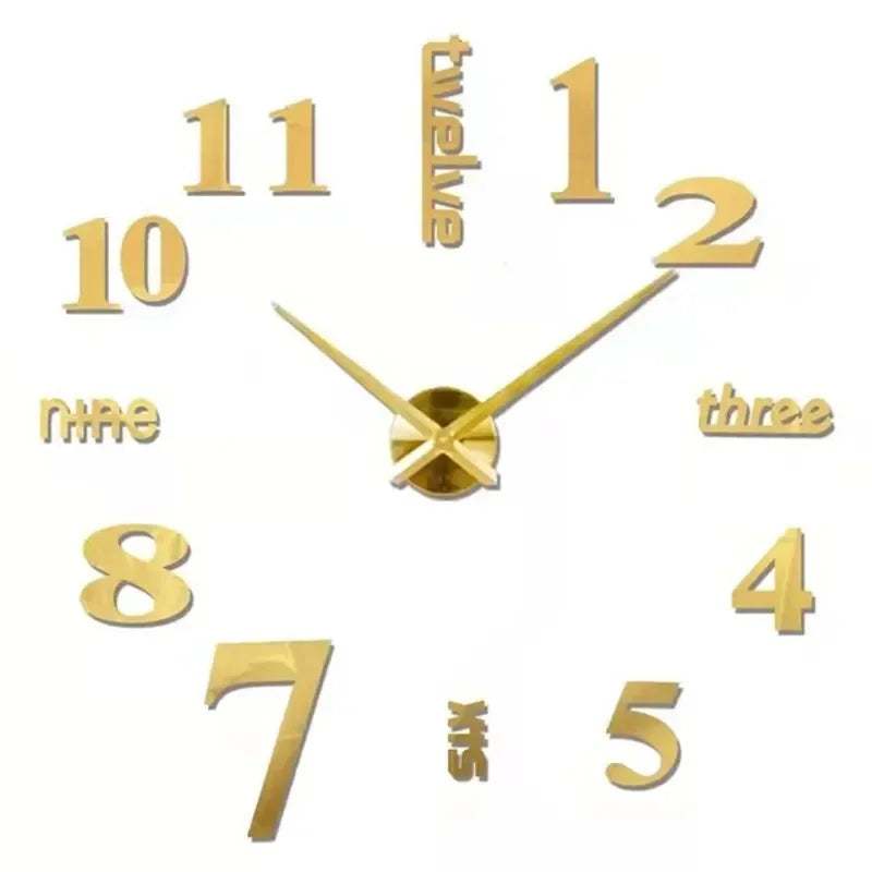 Large round Mirror Wall Clock DIY Self Adhesive Wall Clock