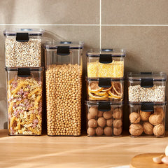 Sealed Jars Kitchen GraAirtight Kitchen Storage Jars Set – Large Plastic Food Storage Containers for Grains, Rice & Seasoningsin Storage Organizer Large Tank Plastic Moisture-proof Storage Box Household Seasoning Jars Set 2030