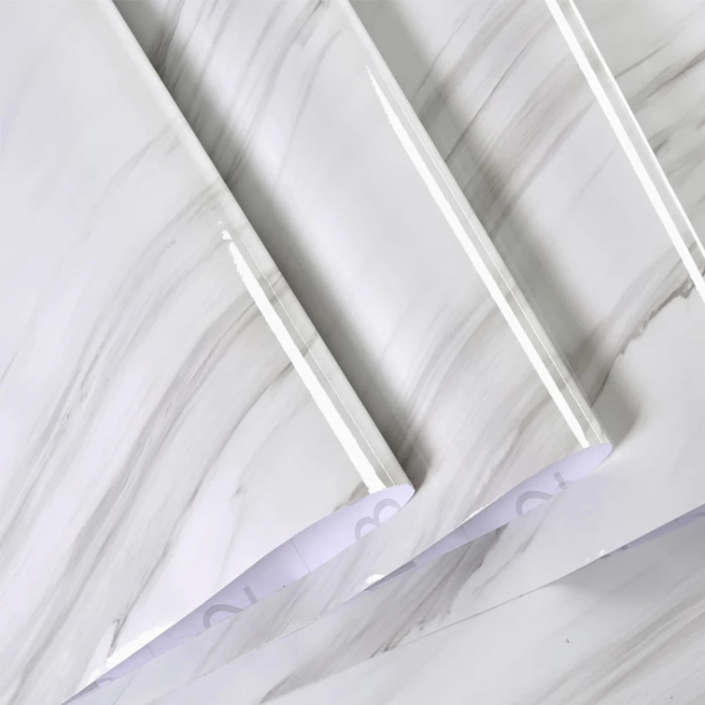 55cm Marble Self-Adhesive Wallpaper – Waterproof PVC Contact Paper for Kitchen, Cabinets & Home Decor