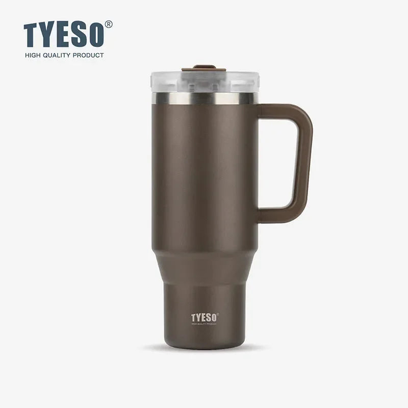 Stay Hot or Cold All Day | Stainless Steel Travel Mug with Handle & Straw