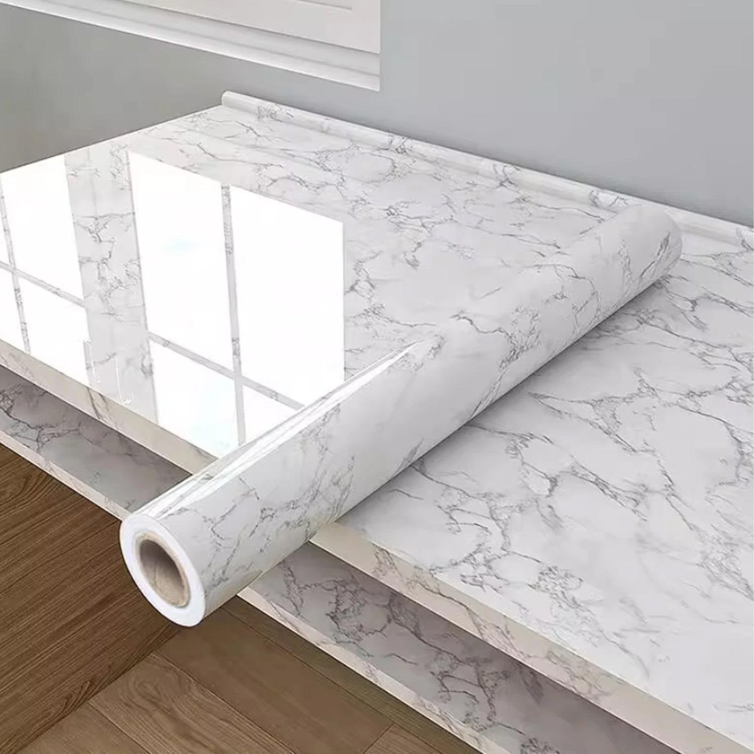 55cm Marble Self-Adhesive Wallpaper – Waterproof PVC Contact Paper for Kitchen, Cabinets & Home Decor