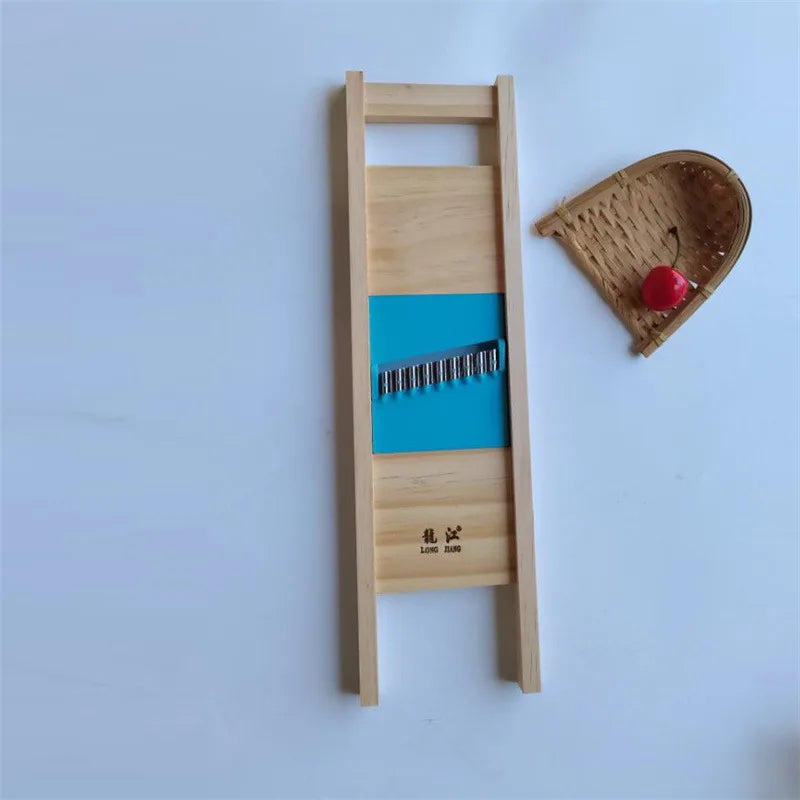 Stainless Steel Potato Cutter & Grater with Wooden Handle and Hand Guard