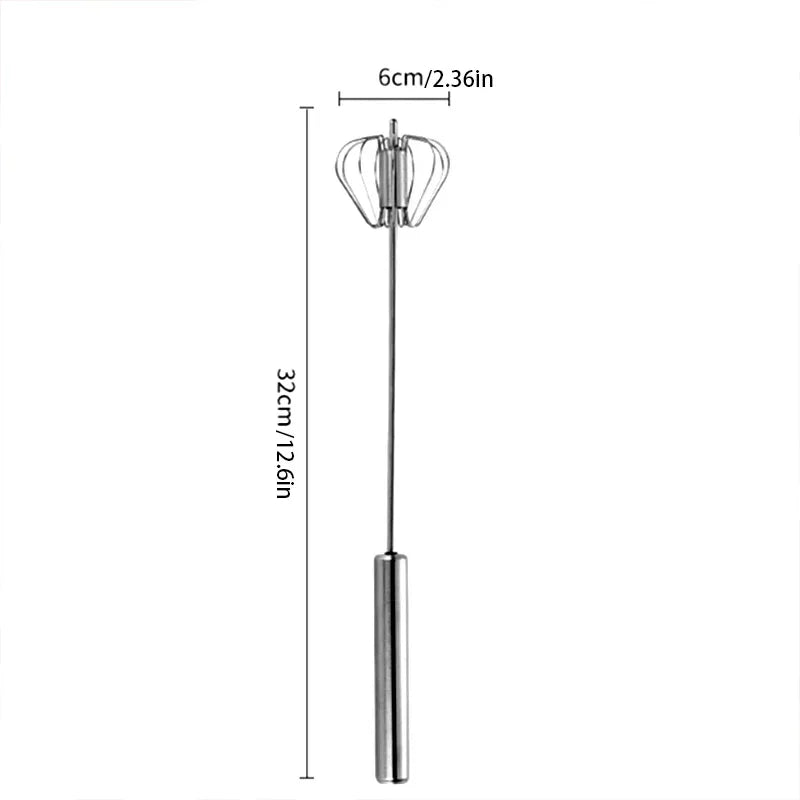 Premium Stainless Steel Push Whisk – Semi-Automatic Hand Mixer
