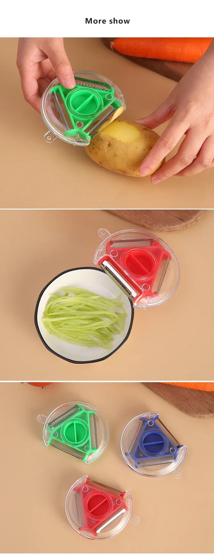 1/3PCS 3in1 Magic Trio Peeler Set Slicer Shredder Peeler Julienne Cutter Multi Peel Blade Zesters Grater Kitchen Tool Accessorie
