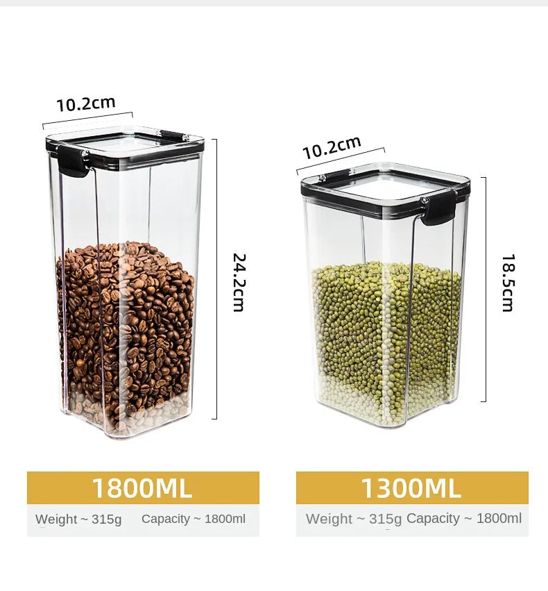 Sealed Jars Kitchen GraAirtight Kitchen Storage Jars Set – Large Plastic Food Storage Containers for Grains, Rice & Seasoningsin Storage Organizer Large Tank Plastic Moisture-proof Storage Box Household Seasoning Jars Set 2030