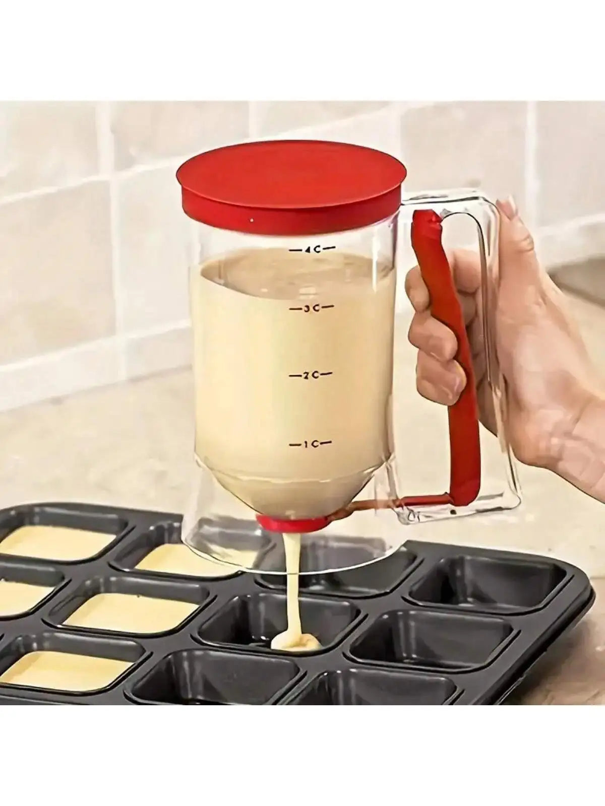 Pancake Batter Dispenser With Handle, Pancake Batter Dispenser, Pancake Batter Dispenser, Pancake Batter Dispenser, Pancake Baking Tray Mixing Dispenser, Perfect For Pancakes, Cupcakes, Waffles, Muffin Batter, Cakes, Cupcake