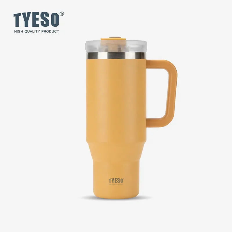 Stay Hot or Cold All Day | Stainless Steel Travel Mug with Handle & Straw