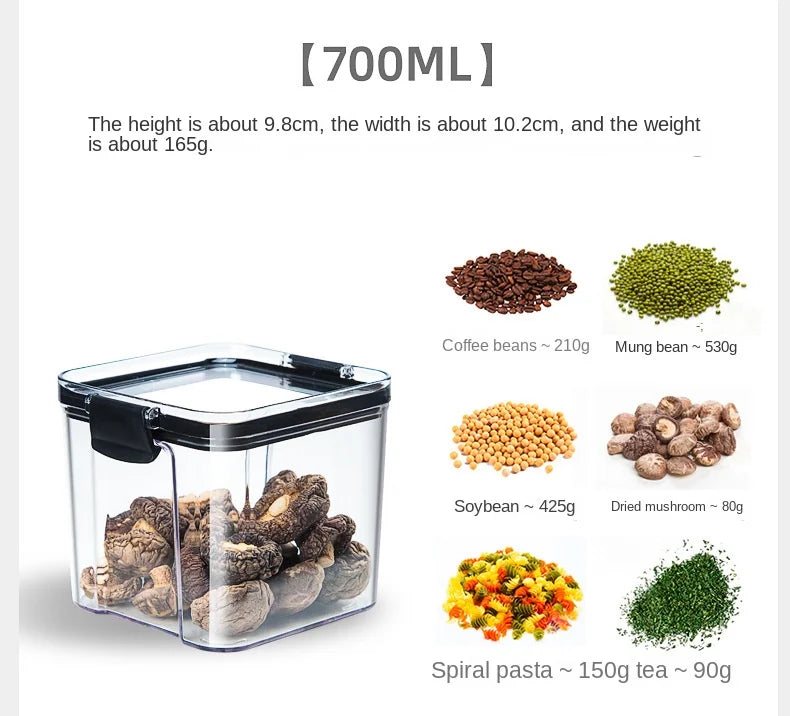 Sealed Jars Kitchen GraAirtight Kitchen Storage Jars Set – Large Plastic Food Storage Containers for Grains, Rice & Seasoningsin Storage Organizer Large Tank Plastic Moisture-proof Storage Box Household Seasoning Jars Set 2030