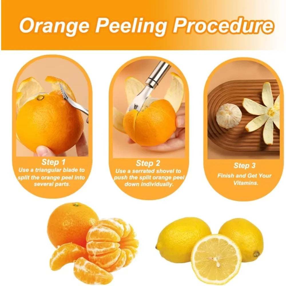 Stainless Steel Orange,Citru Peeler,Simple Lemon Peeler,Creative Cutter,Orange Peeler Tool With Handle,Restaurant Kitchen Gadget