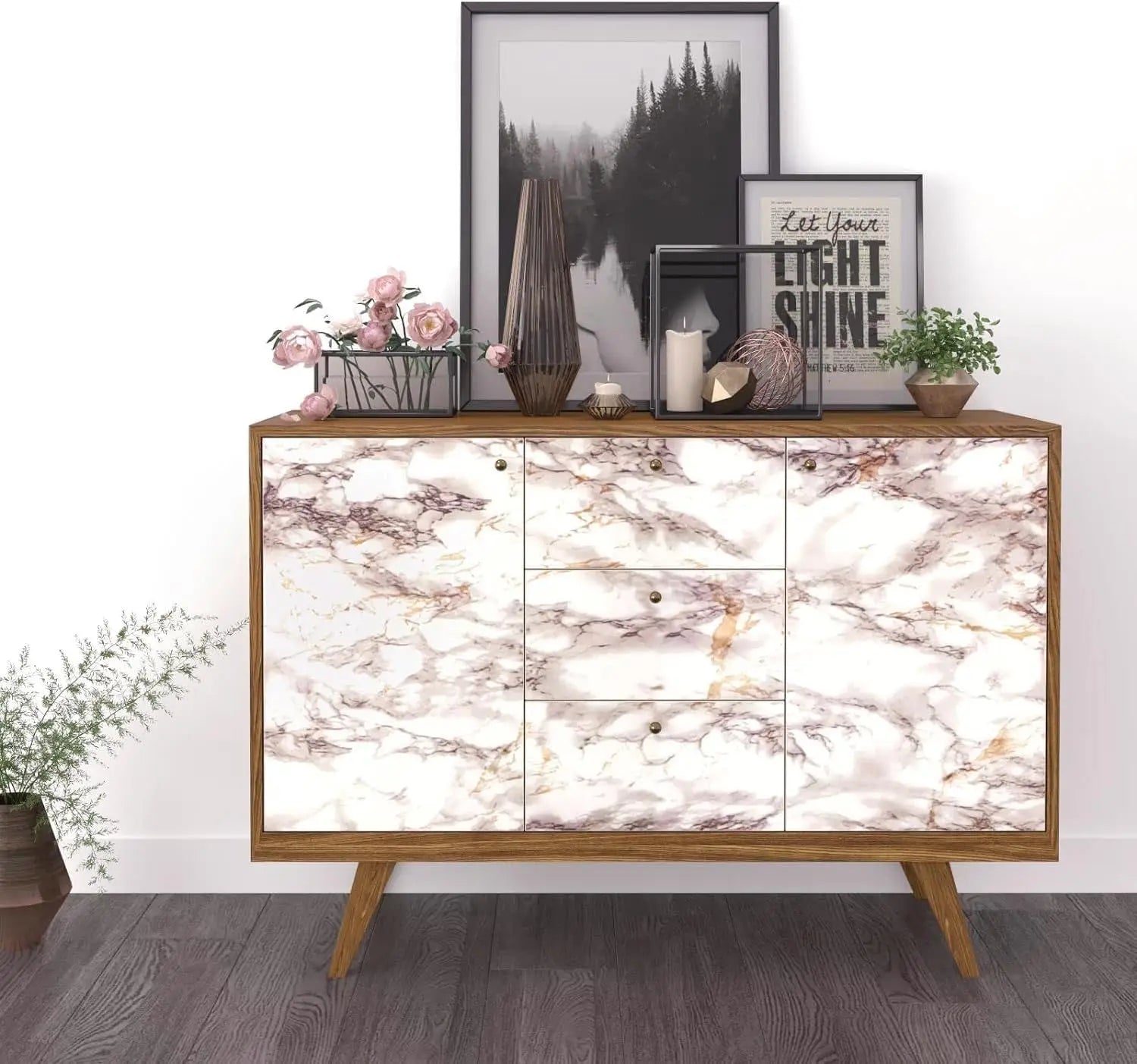 55cm Marble Self-Adhesive Wallpaper – Waterproof PVC Contact Paper for Kitchen, Cabinets & Home Decor