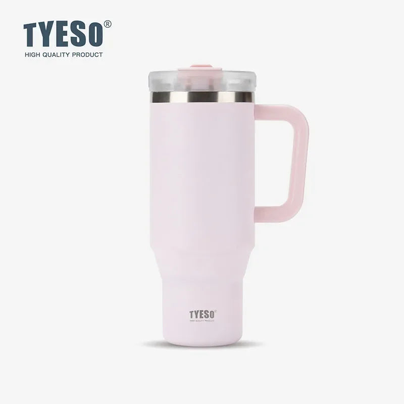 Stay Hot or Cold All Day | Stainless Steel Travel Mug with Handle & Straw