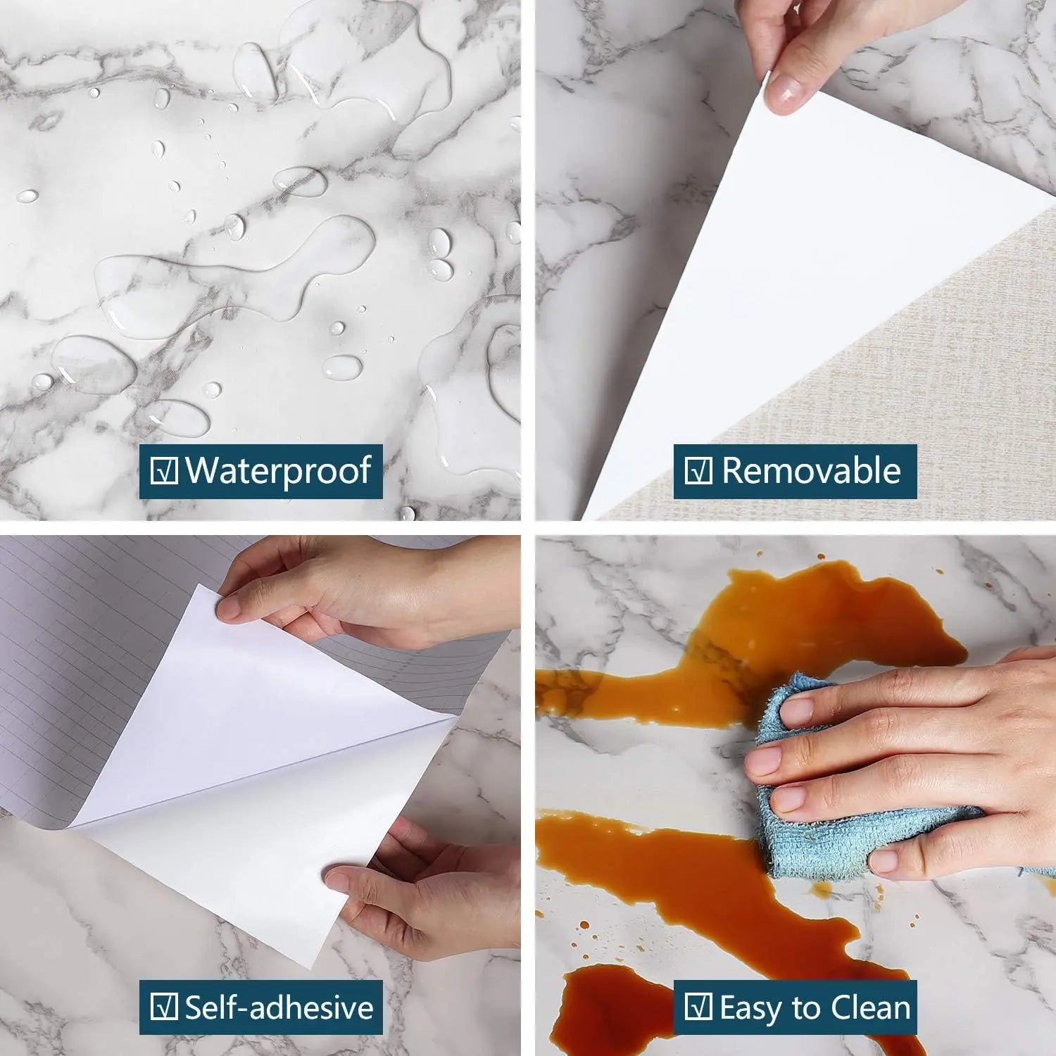 55cm Marble Self-Adhesive Wallpaper – Waterproof PVC Contact Paper for Kitchen, Cabinets & Home Decor
