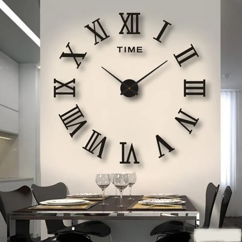 Large round Mirror Wall Clock DIY Self Adhesive Wall Clock