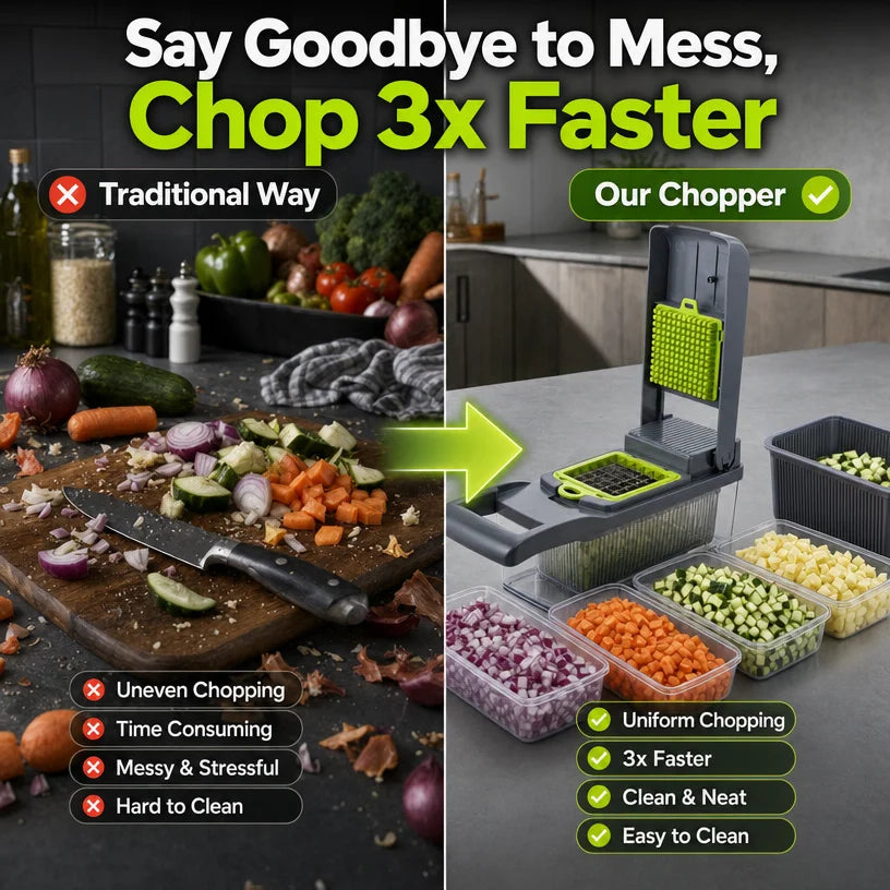 16-in-1 Vegetable Chopper PE+ABS Multi-Blade Kitchen Gadget for Home Cooking & Meal Prep
